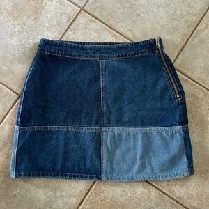 Cider Denim Patchwork Side Zip Mini Skirt Womens size L